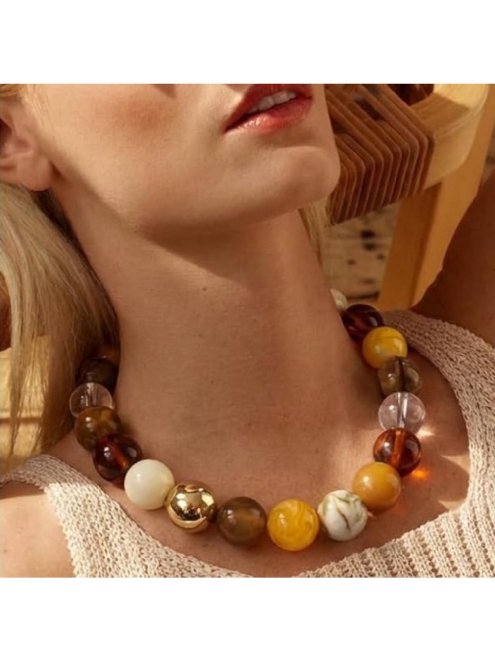 Beaded Statement Dopamine “Neutral” Necklace new